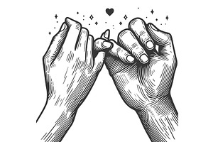 Couple in love hold hands Retro Art, a Person Illustration by AlexArt