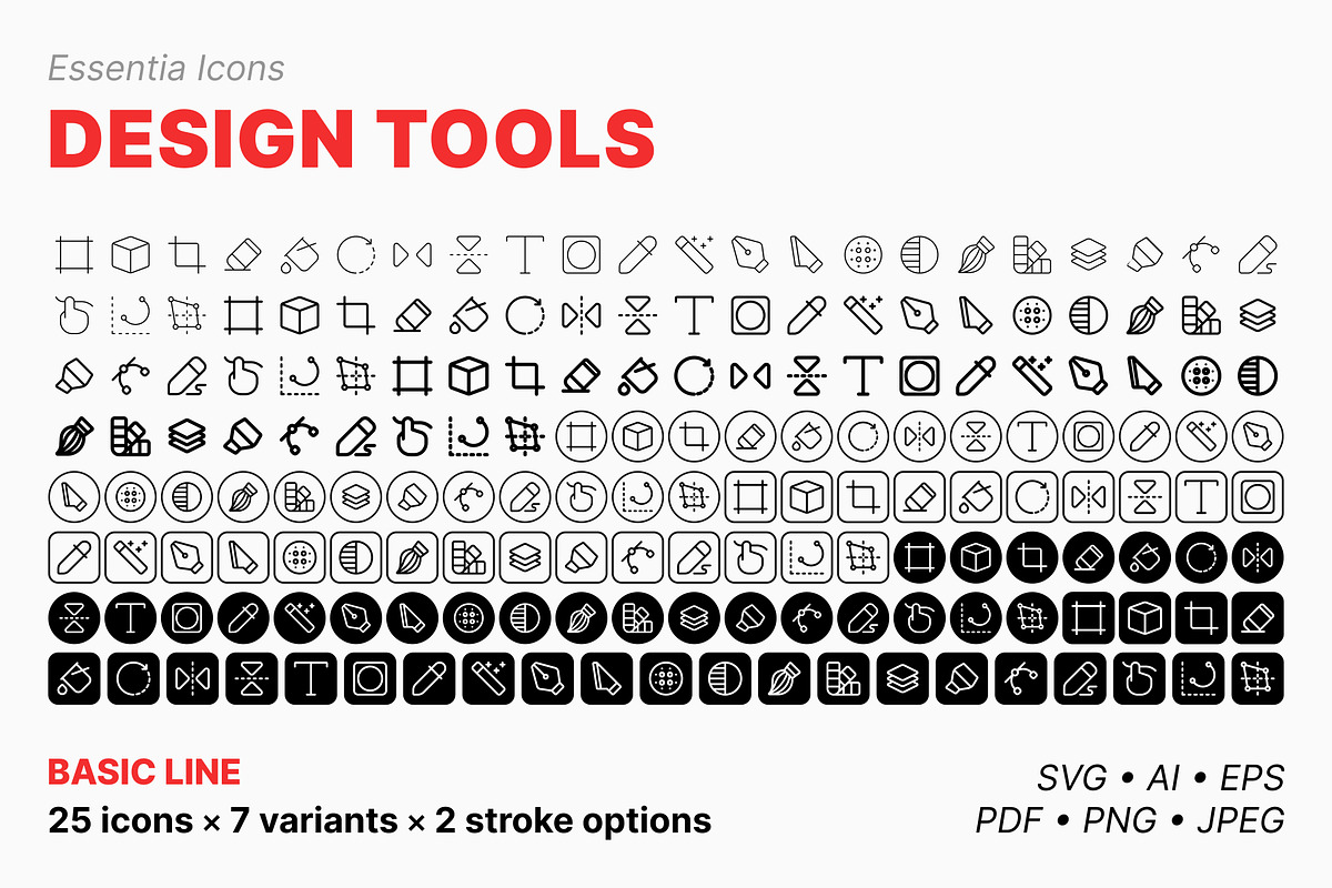 Design tools icons (Line), an Outline Icon by Totto House (Photo 2 of 3)