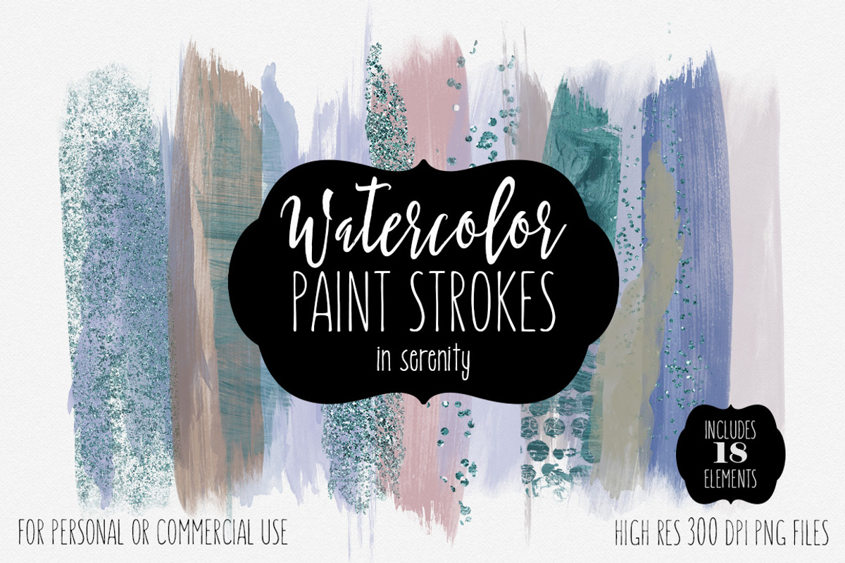 Serenity Watercolor Brush Strokes, a Texture Illustration by ClipartBrat Graphics (Photo 1 of 2)