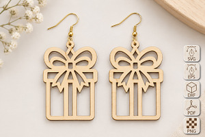 Christmas Gift Box Earrings SVG