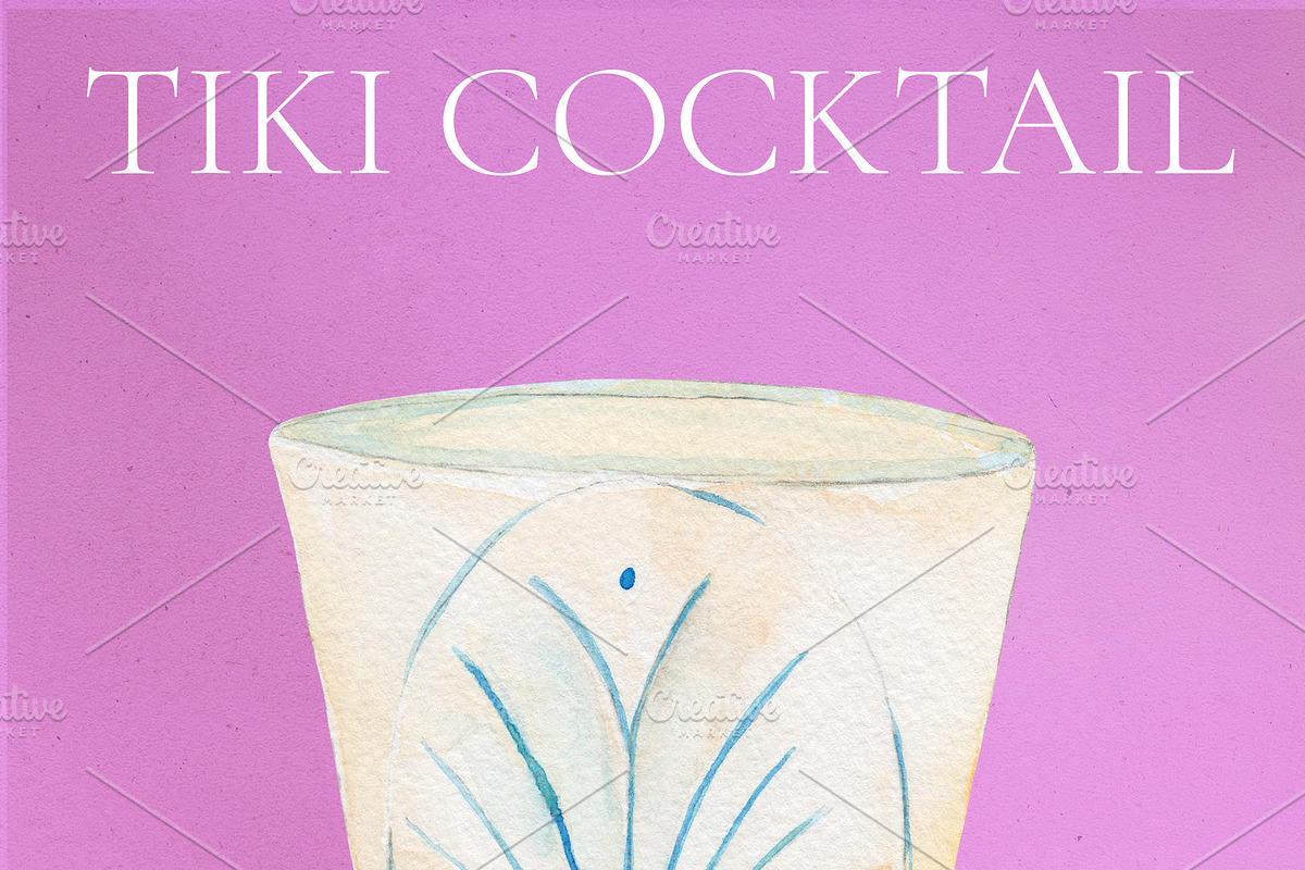 Watercolor Tiki Cocktails Set, a Food Illustration by Olexandra Mur (Photo 4 of 4)