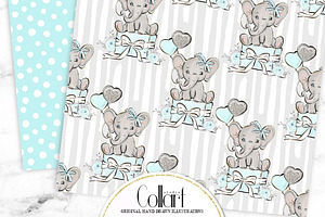 Elephant Digital Paper, Baby Boy