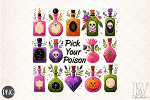 Pick Your Poison Png,Spooky Season P, an Illustration by Libby Wishes