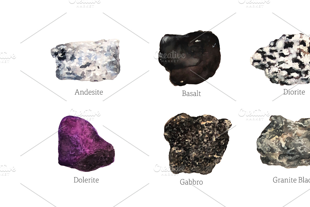 Watercolor Igneous Rocks Poster, an Education Illustration by ...