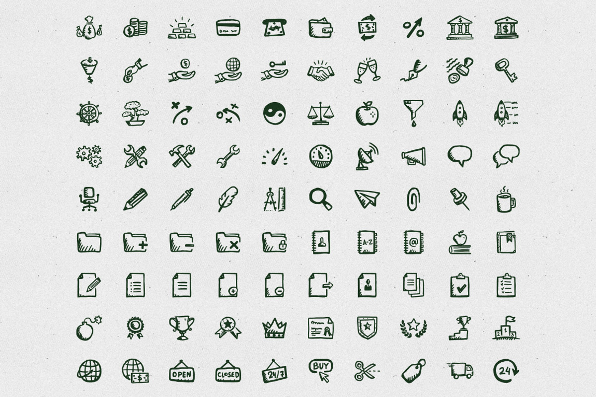 Busy Icons: 340 business icons, an Icon by Hand-Drawn Goods (Photo 3 of 5)