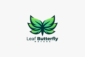 Leaf With Butterfly Gradient Logo