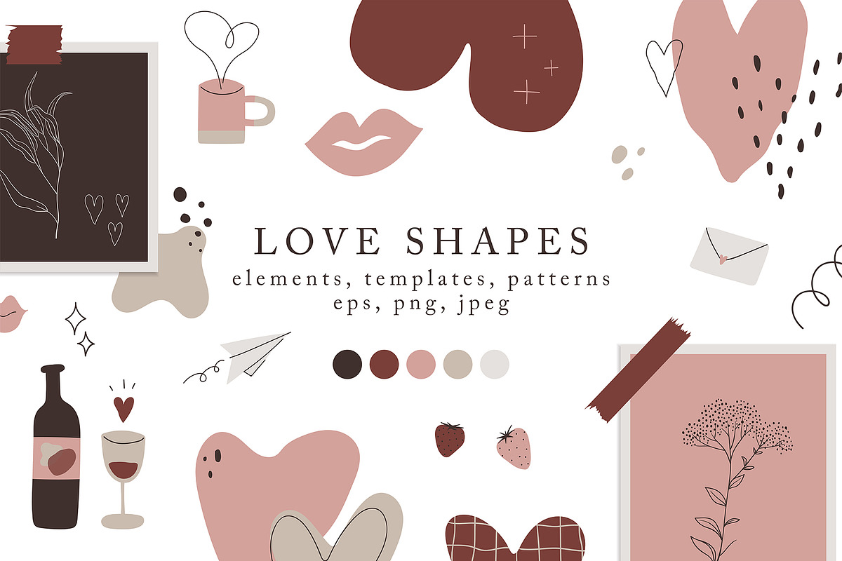 LOVE SHAPES - Abstract valentine set, a Decorative Illustration by Artnis (Photo 1 of 8)