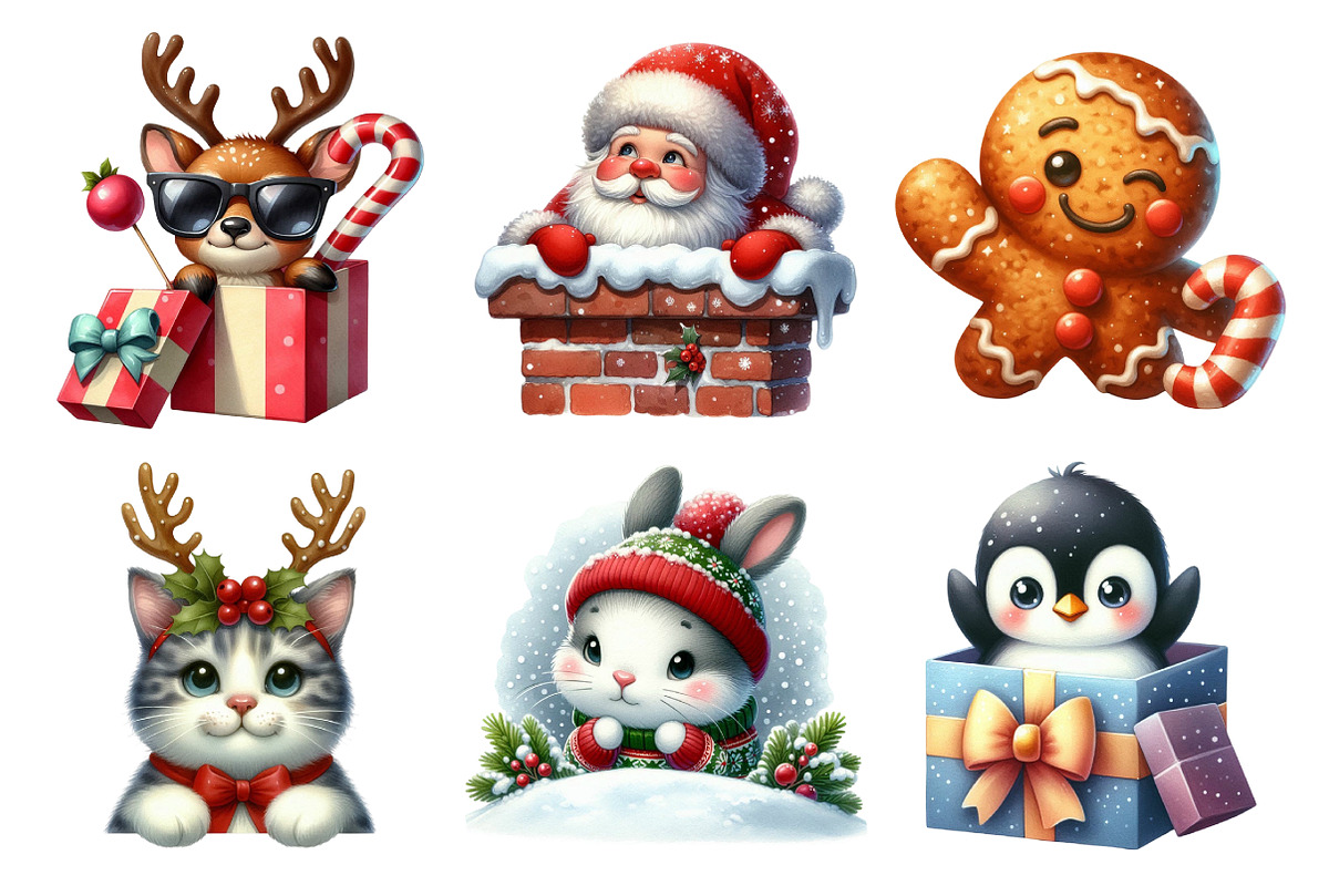 Peeking Christmas Sublimation Cipart, an Illustration by Daily.Designs (Photo 2 of 5)