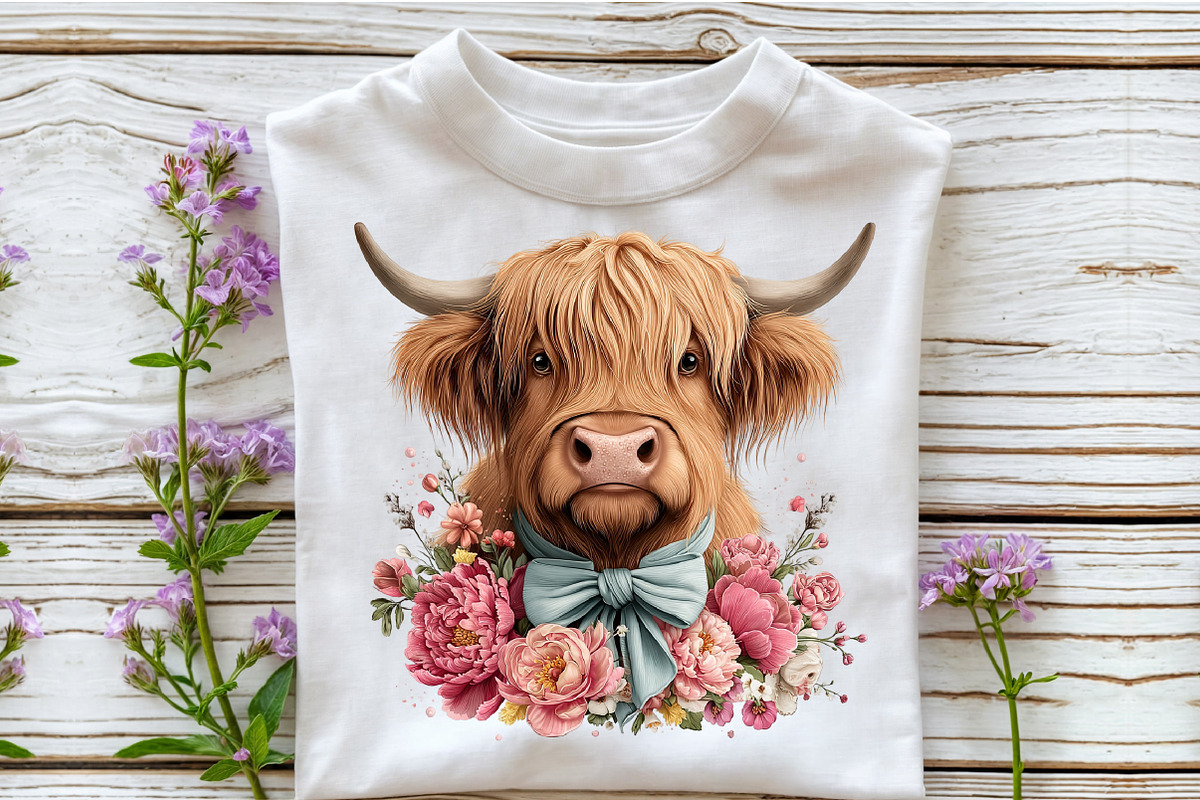 Whimsical Easter Highland Cow Clipar, an Illustration by Sublimation Artist (Photo 4 of 5)