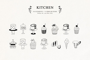 Kitchen Line Drawing For Bakery Logo