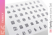 Family Line Icons Set, an Outline Icon by Voysla's Shop (Thumbnail 1 of 5)