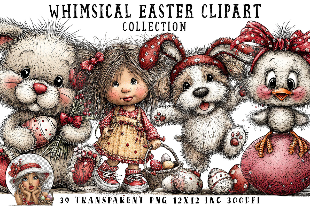 Whimsical Easter Clipart Bundle, an Illustration by OK Design (Photo 1 of 6)