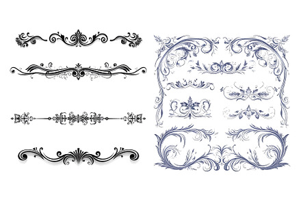 Set of border elements vector, an Illustration by ZinetroN