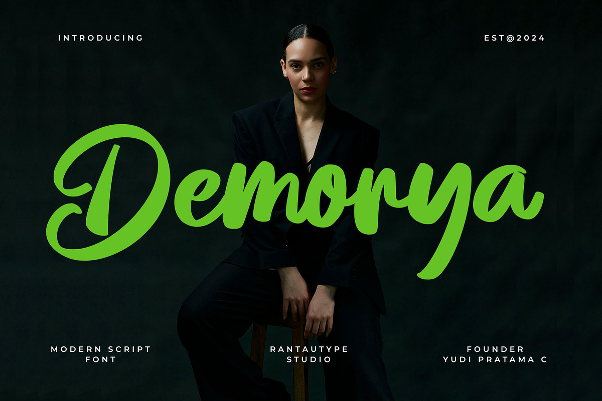 Demorya Bold Script Font, a Script Font by RantautypeStudio (Photo 1 of 15)