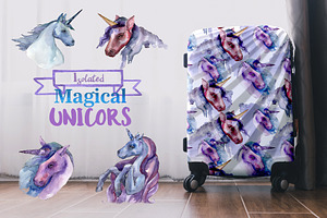 Magical Purple Unicorn PNG Set