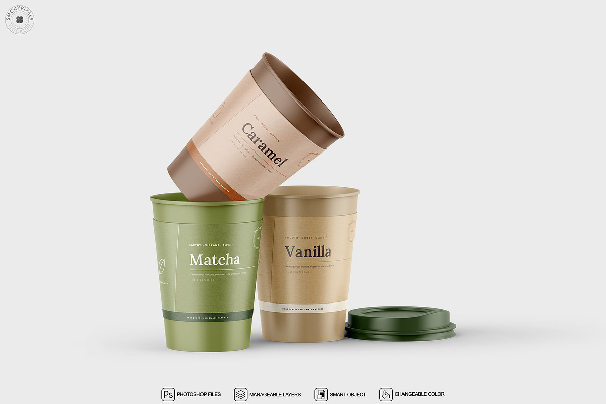 Paper Cup Mockup Set – 5 PSDs, a Packaging Mockup by SmokyPixels (Photo 4 of 6)