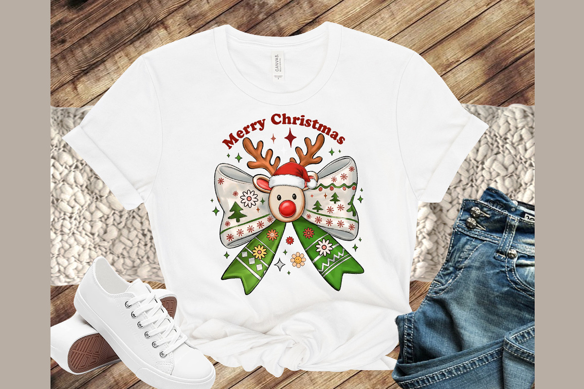 Merry Christmas Deer With Bow PNG, an Illustration by Sublimation Artist (Photo 9 of 9)