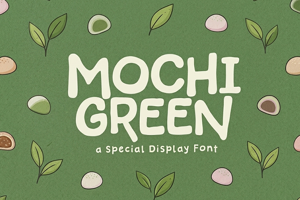 Mochi Green - Cozy & Display Font, a Handwritten Font by khurasan (Photo 1 of 6)