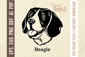 Beagle Funny Dog - Cut SVG Stencil