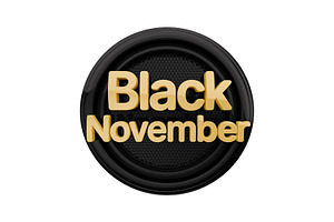 Black November 3D Sale Badge PNG