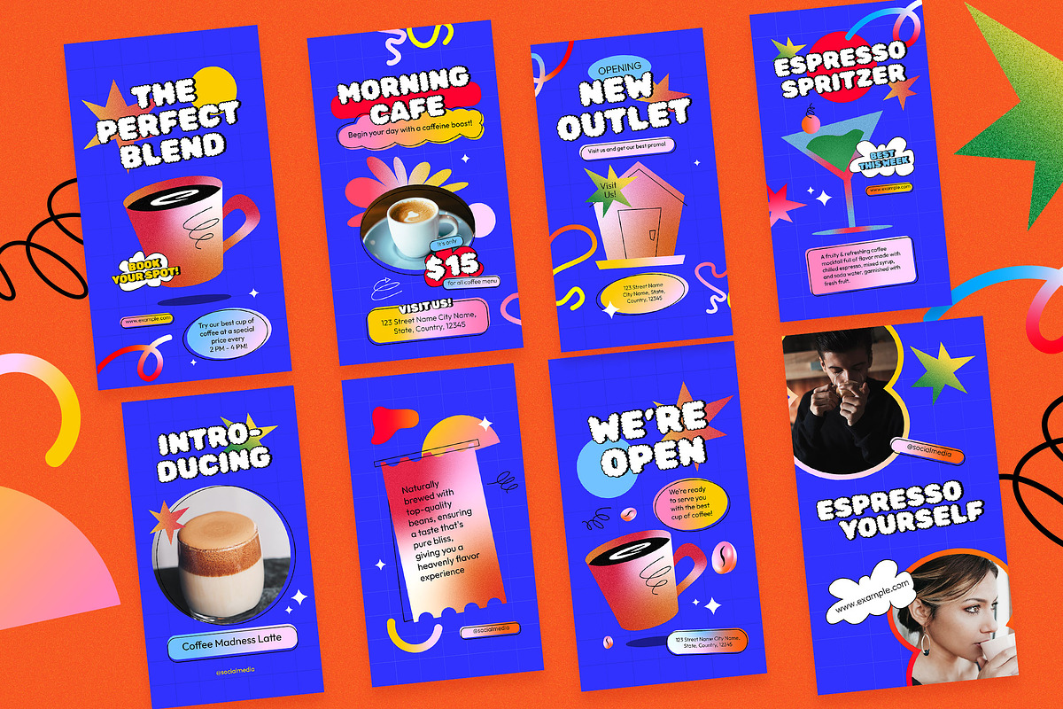 Gradient Coffee Shop Instagram Set, a Social Media Template by Aiyari Graphic (Photo 4 of 5)