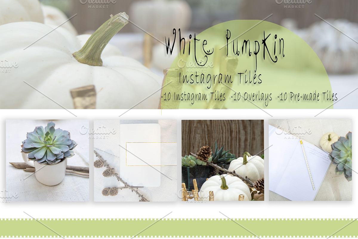 White Pumpkin Instagram Overlays, a Social Media Template by lovemyHappyVibes (Photo 1 of 4)