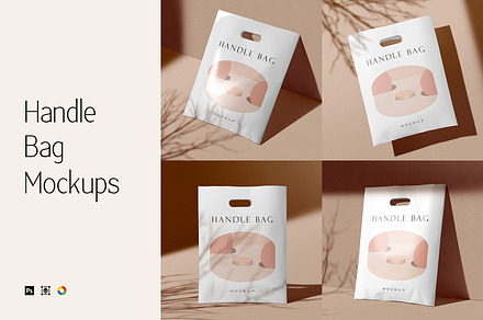 Plastic D Cut Handle Bag Mockups