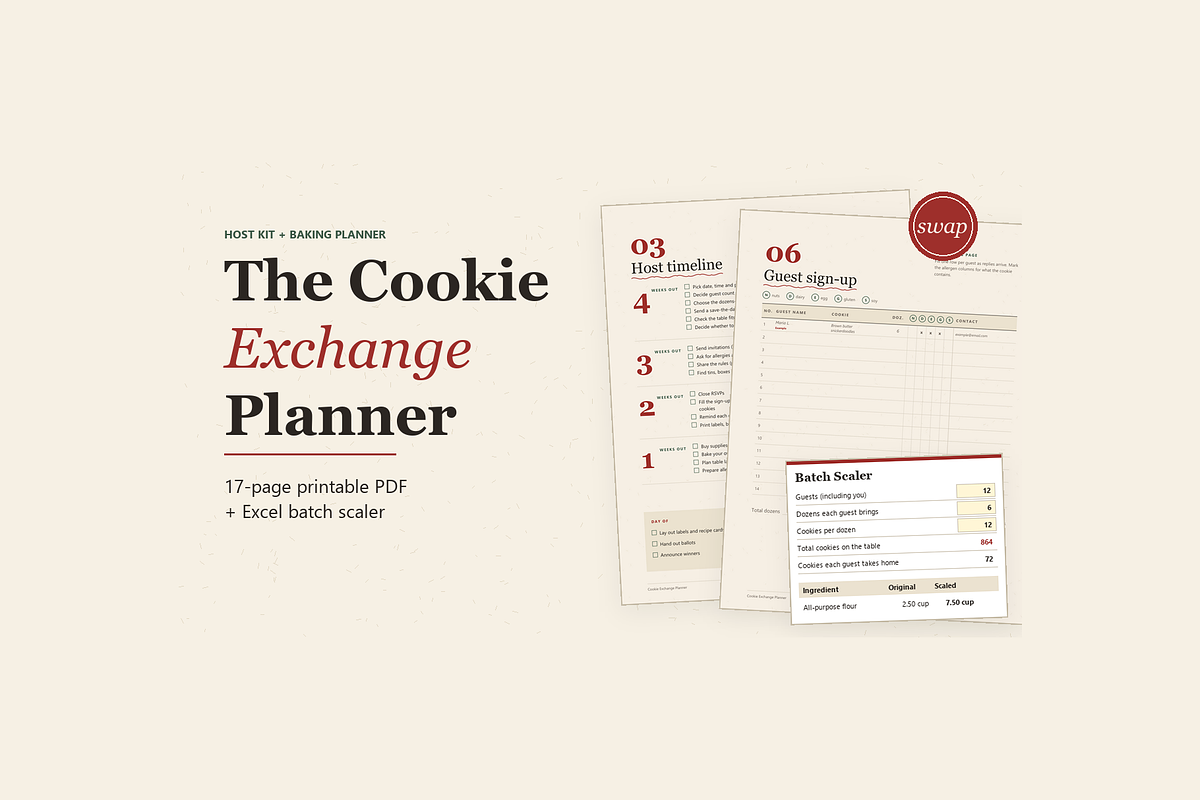 Cookie Exchange Planner & Swap Kit, a Stationery Template by KnightWipers (Photo 1 of 8)