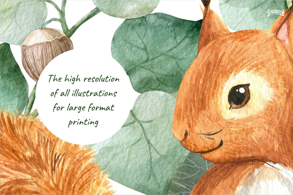 Woodland stories watercolor set, an Animal Illustration by Lososenok (Photo 4 of 12)