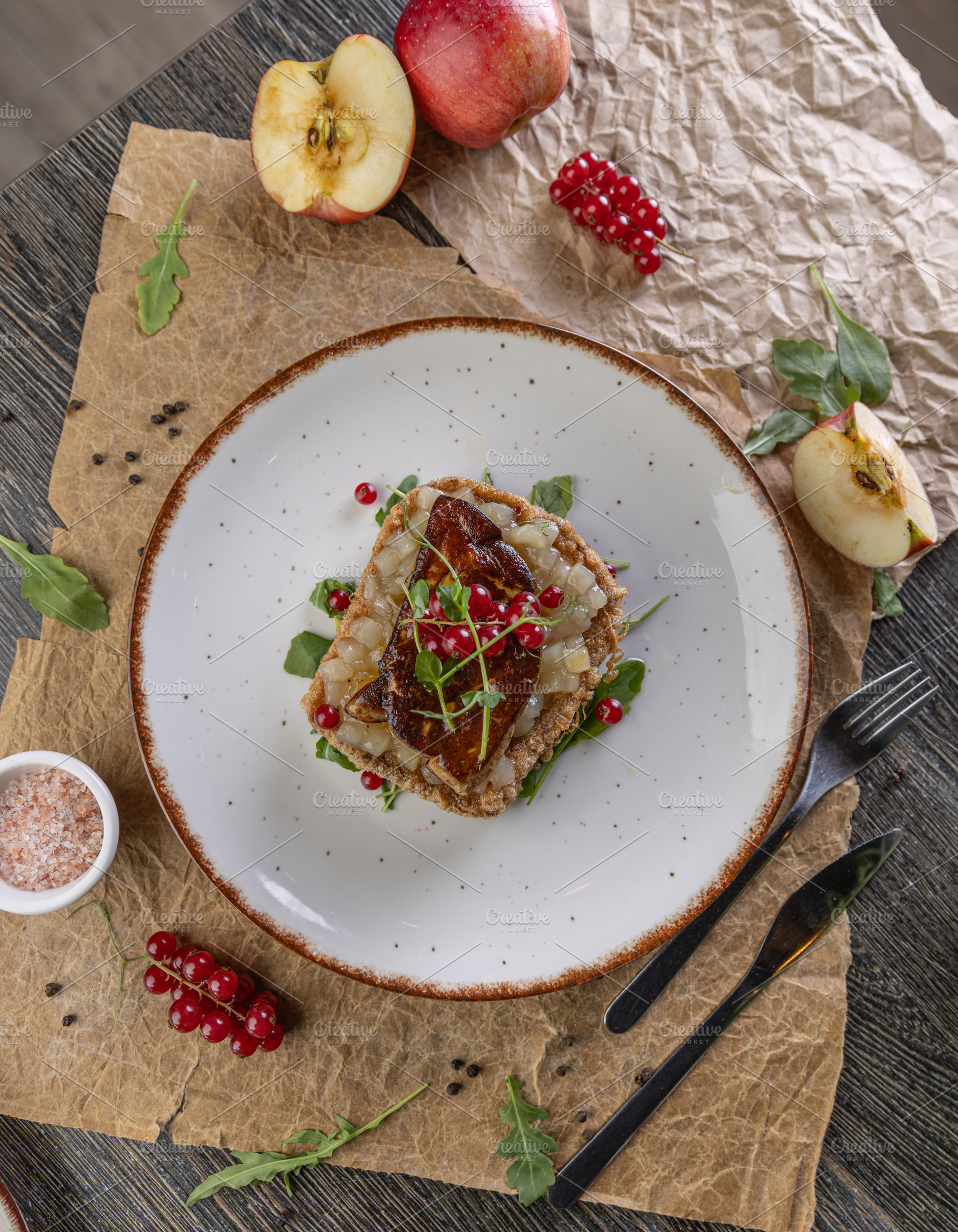 Foie gras on crispy toast bread, a Photo by Grafvision photography