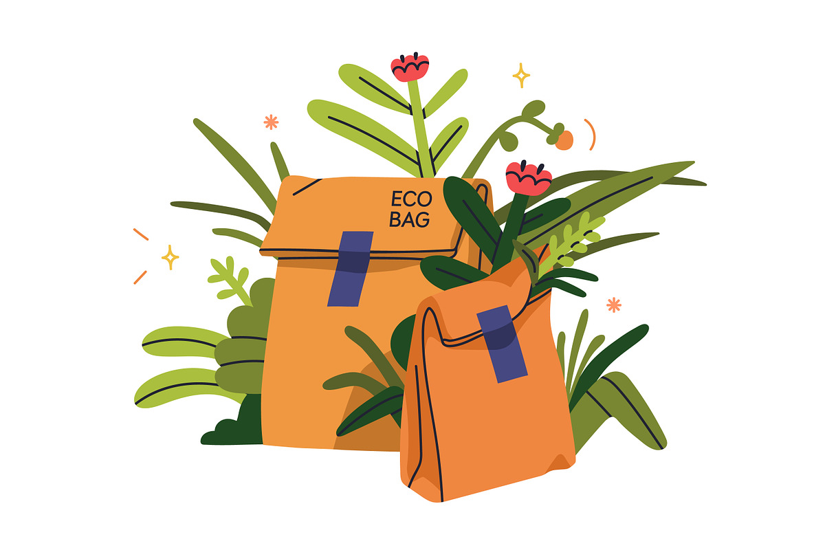 Eco package. Paper bags, kraft boxes, an Object Illustration by Good Studio (Photo 6 of 7)