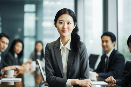 Asian chief manager leading a diverse boardroom meeting in office