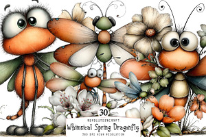 Whimsical Spring Dragonfly Clipart, an Illustration by OK Design
