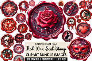 Halloween Red Wax Seal Stamp Clipart, an Illustration by Craft Nest