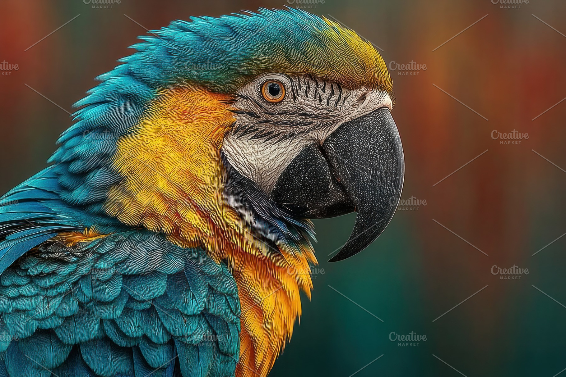 Colorful Blue and Yellow Macaw Portrait with Detailed Feathers a, an Animal Photo by José Manuel Gelpi