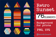 Retro sunset. SVG, PNG, a Shape Add-On by KundolaArt (Thumbnail 1 of 9)