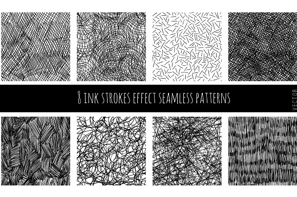 Set Of 8 Ink Strokes Effect Patterns