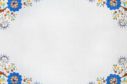 Folk frame made of handmade embroide featuring embroidery, craft, and textile
