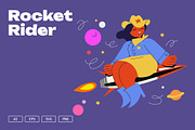 Rocket Rider Illustration AI SVG, a Work Illustration by UInstrument (Thumbnail 1 of 3)