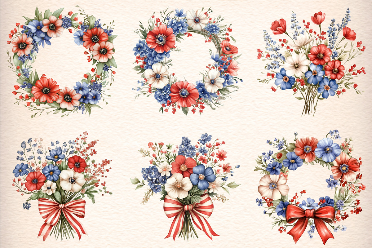 Western 4th Of July Watercolor Clipa, an Illustration by Digital Artistic99 (Photo 3 of 9)