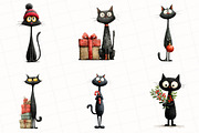 Quirky Christmas Black Cat Clipart, an Illustration by OK Design (Thumbnail 5 of 5)
