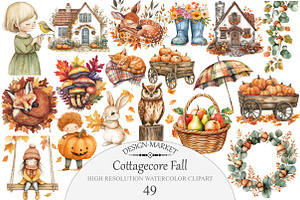 Cottagecore Fall Clipart, an Illustration by Design Market