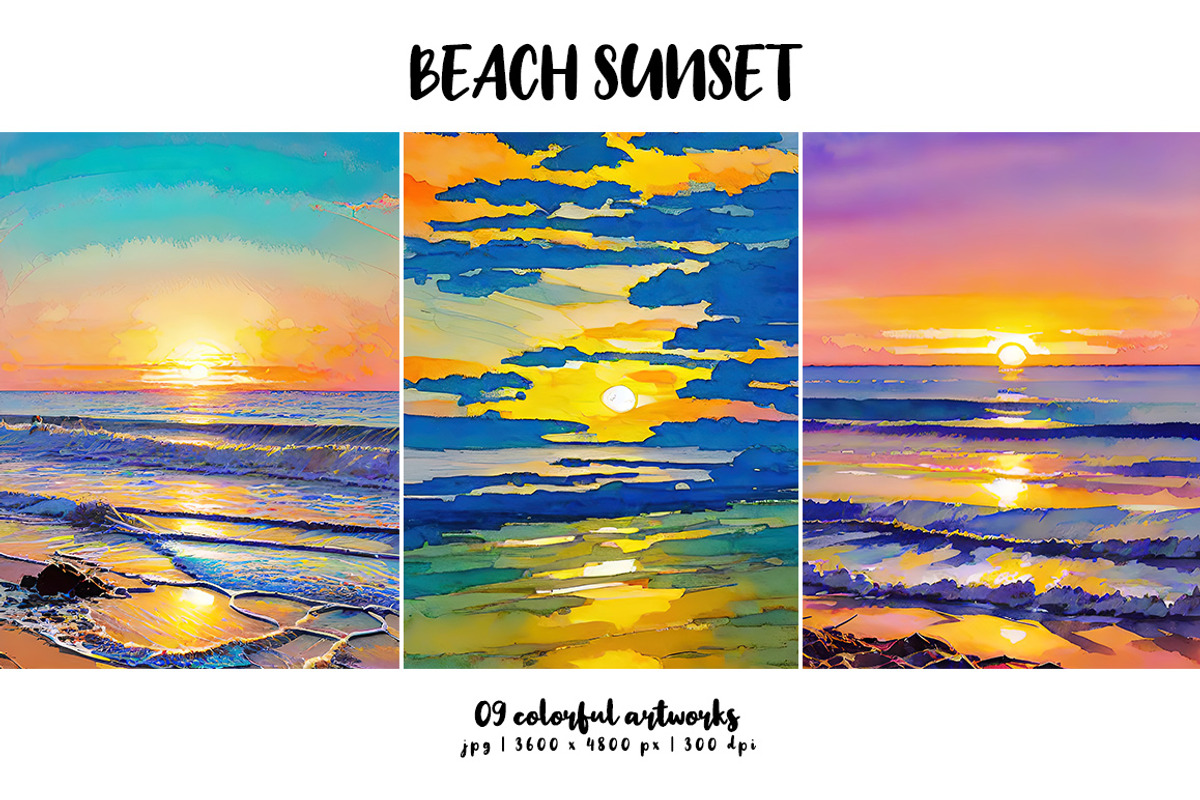 Beach Sunset, a Decorative Illustration by Digital Art Creations (Photo 3 of 7)