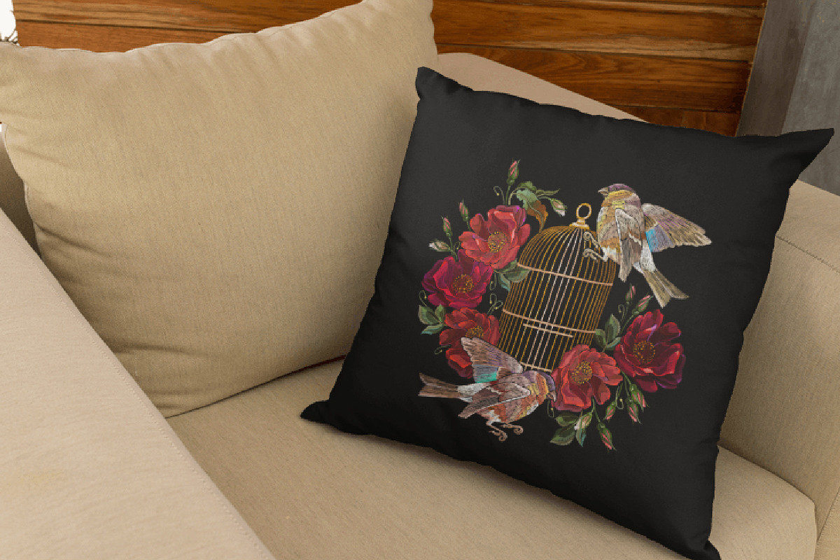 Golden birds cage and roses, an Animal Illustration by Matrioshka (Photo 3 of 8)