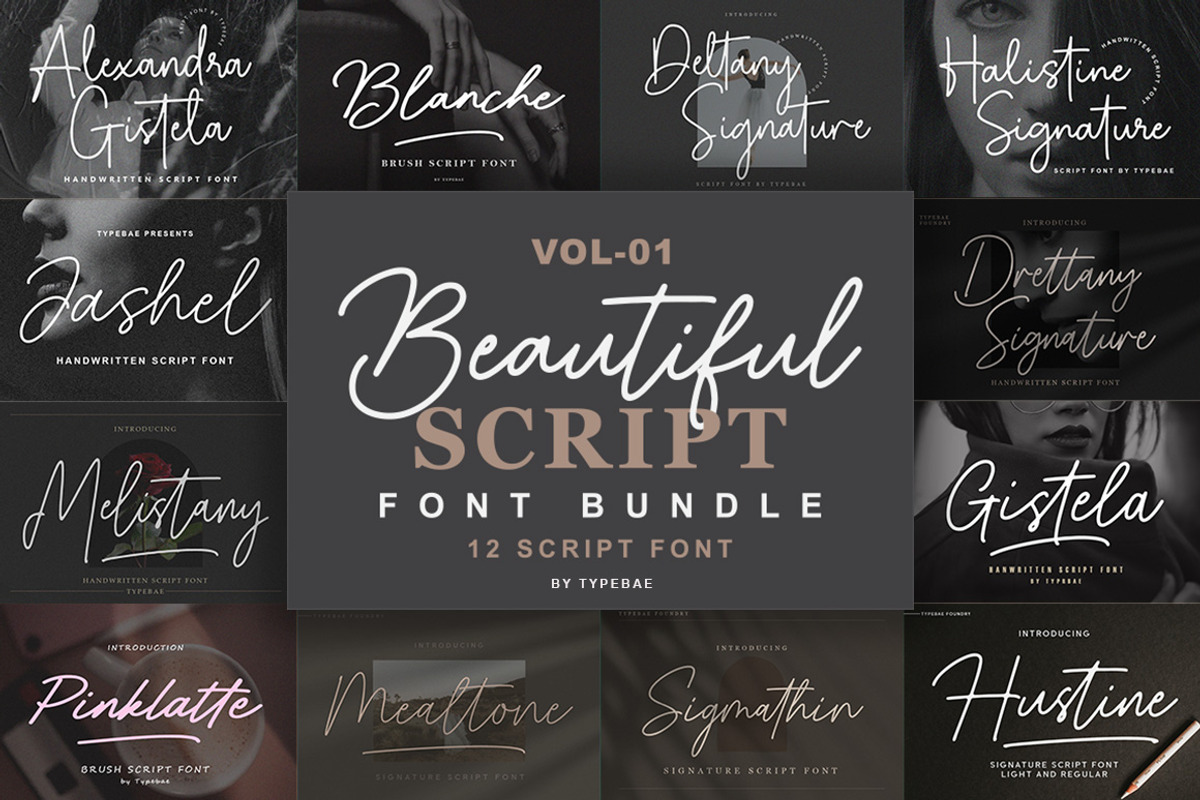 Beautiful Script Font Bundle Vol 1, a Script Font by Typebae (Photo 1 of 13)