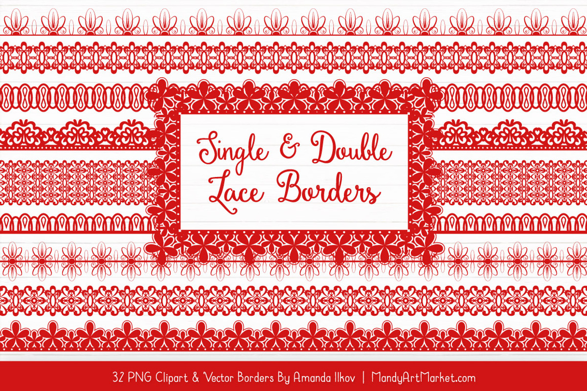 Red Lace Clipart Borders, an Illustration by Amanda Ilkov (Photo 1 of 5)