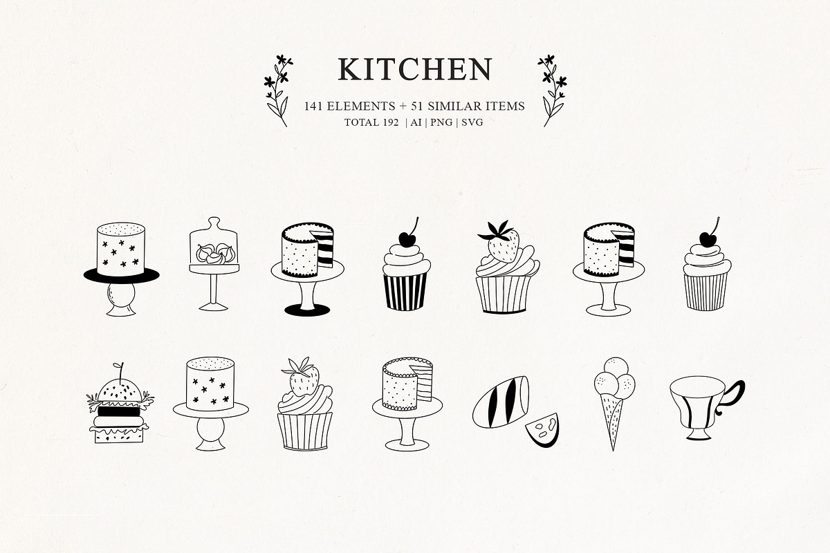 Kitchen line drawing for bakery logo, a Food Illustration by Summer Nightingale Art (Photo 6 of 9)