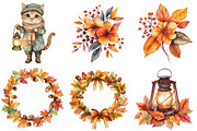 Cozy Autumn Floral Cat Animal, an Illustration by CitraGraphics (Thumbnail 2 of 5)