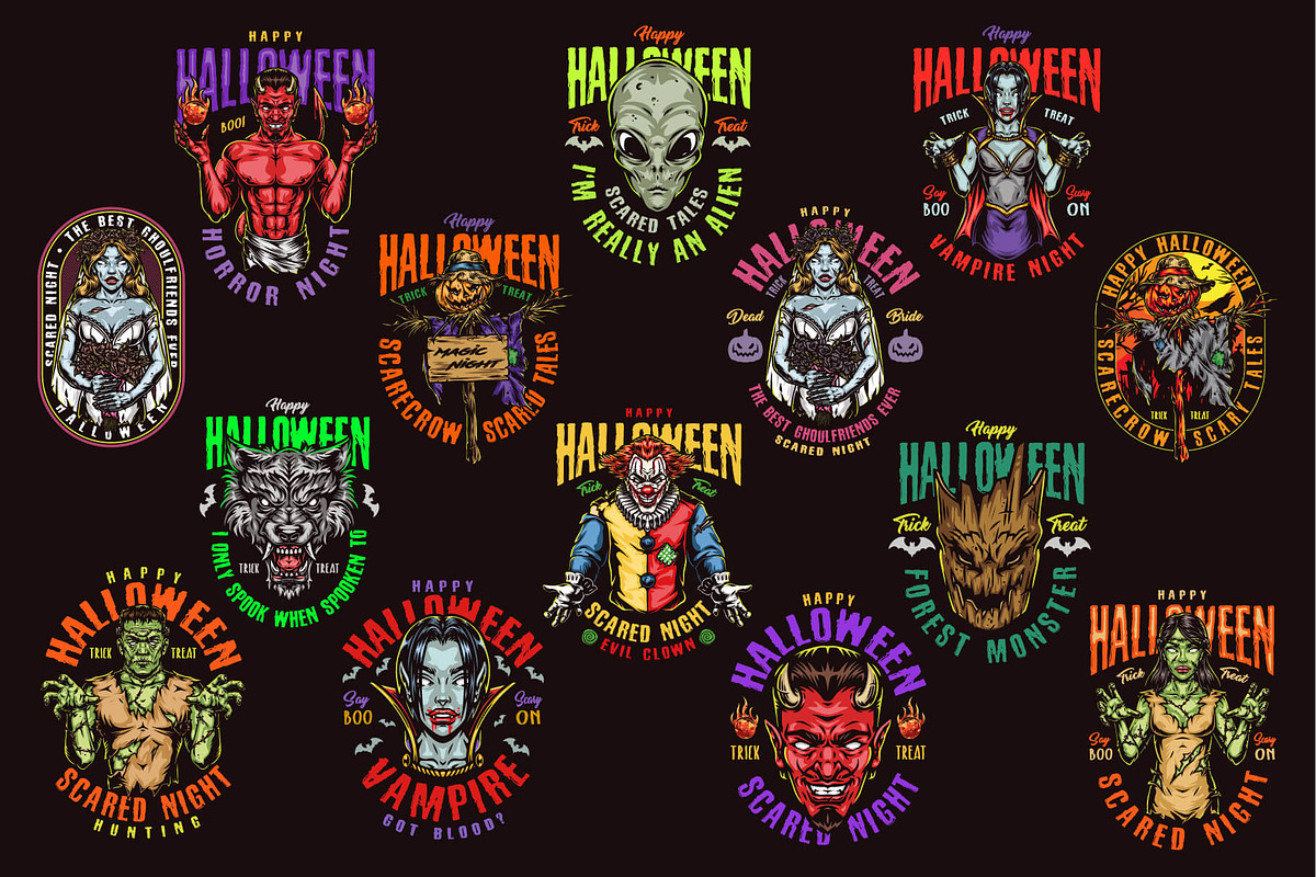 44 Halloween t-shirt designs, a Branding & Logo Template by DGIM studio (Photo 2 of 13)