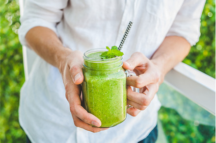 Mason jar mugs filled with green, a Food & Drink Photo by Elizaveta Galitskaya